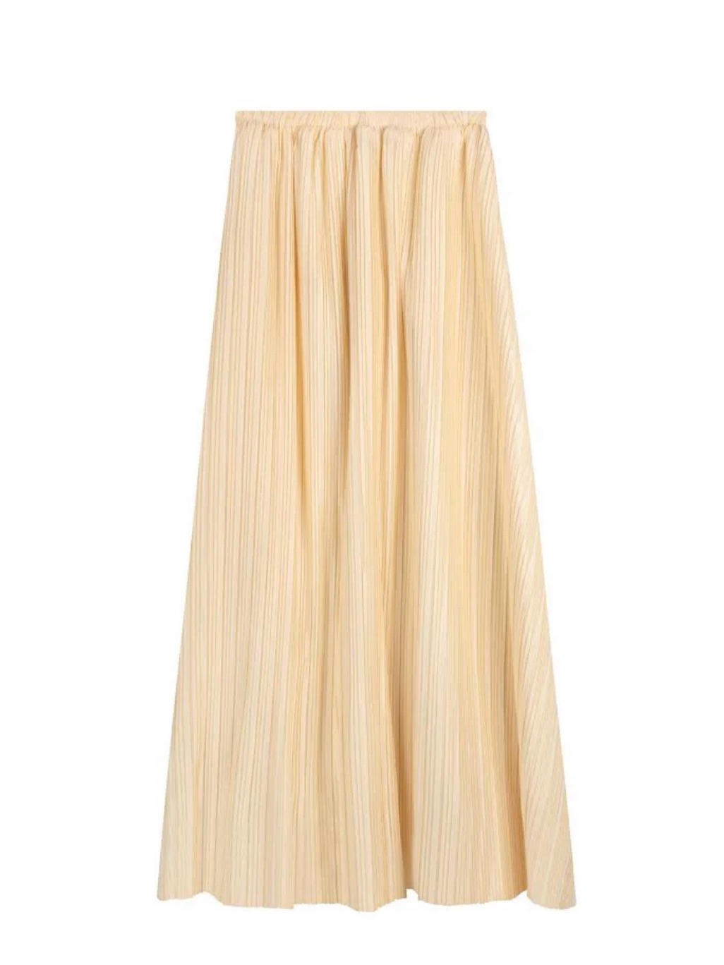 Cmoi Size Small Pleated Maxi Skirt In Light Cream/Yellow